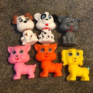 Set/6 Plastic Animal Mix Dogs & Cats